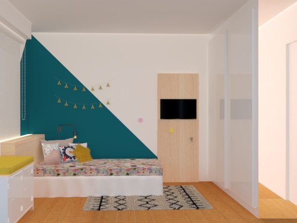 A TV ficou num suporte pantográfico