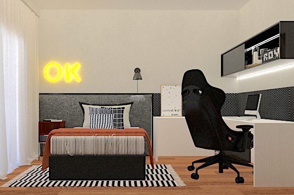 Composição caprichada de cores e materiais