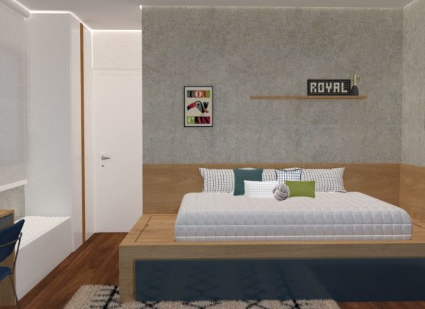 Cimento queimado nas paredes e poucos objetos