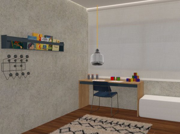 Bancada com gavetinhas e pufão